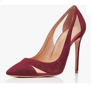 FSJ Burgundy Suede Heels